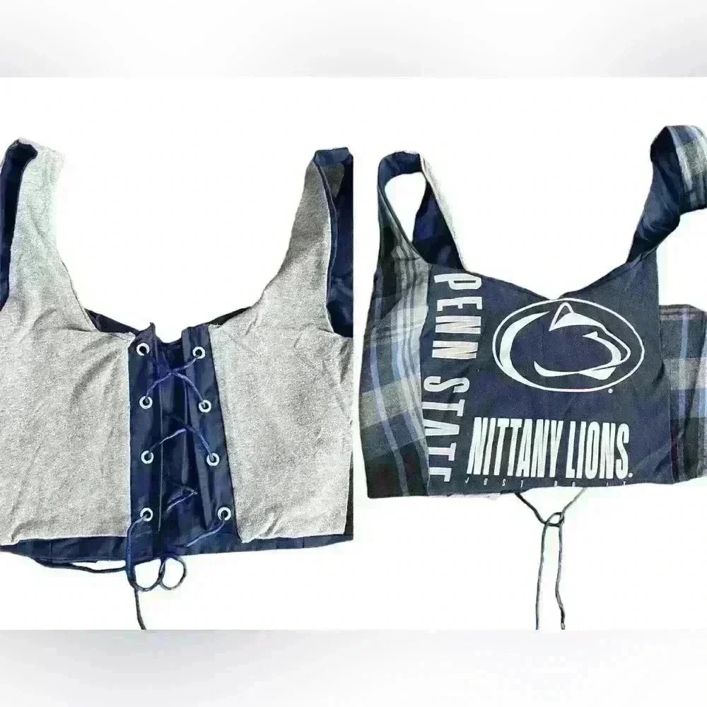 Custom Upcycled Penn State Crop Top Corset | Game Day Shirt | SEE DESCRIPTION